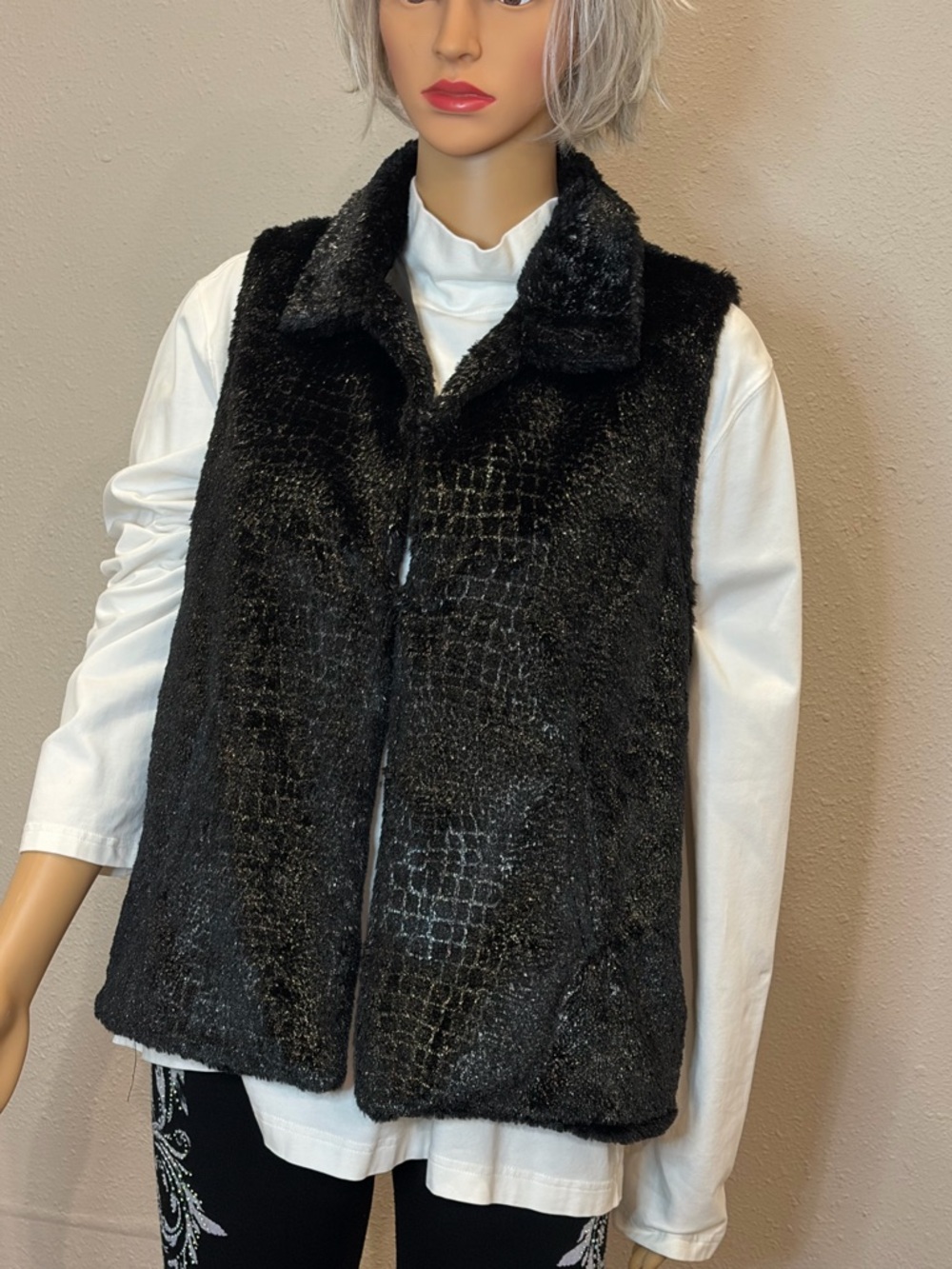Black Faux Fur Vest Jacket - Men Jackets & Coats